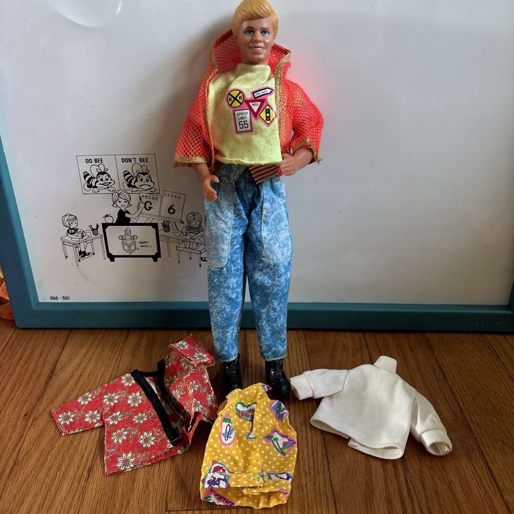 Vintage All American Ken Doll 1990 Mattel 9424 Reebok Barbie Extra Clothes